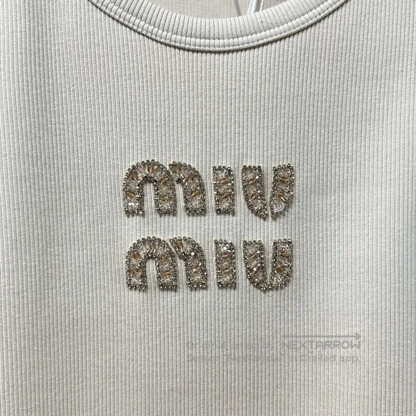 Miu Miu miu miu logo tank top with rhinestones. Size M / US 6-8 / IT 42-44 - 3 Thumbnail