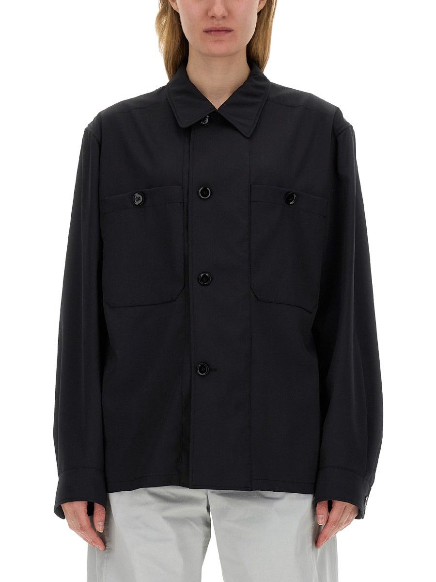 Lemaire o1s22i1n1024 Double-Breasted Twill Overshirt in Black Size S / US 4 / IT 40 - 1 Thumbnail