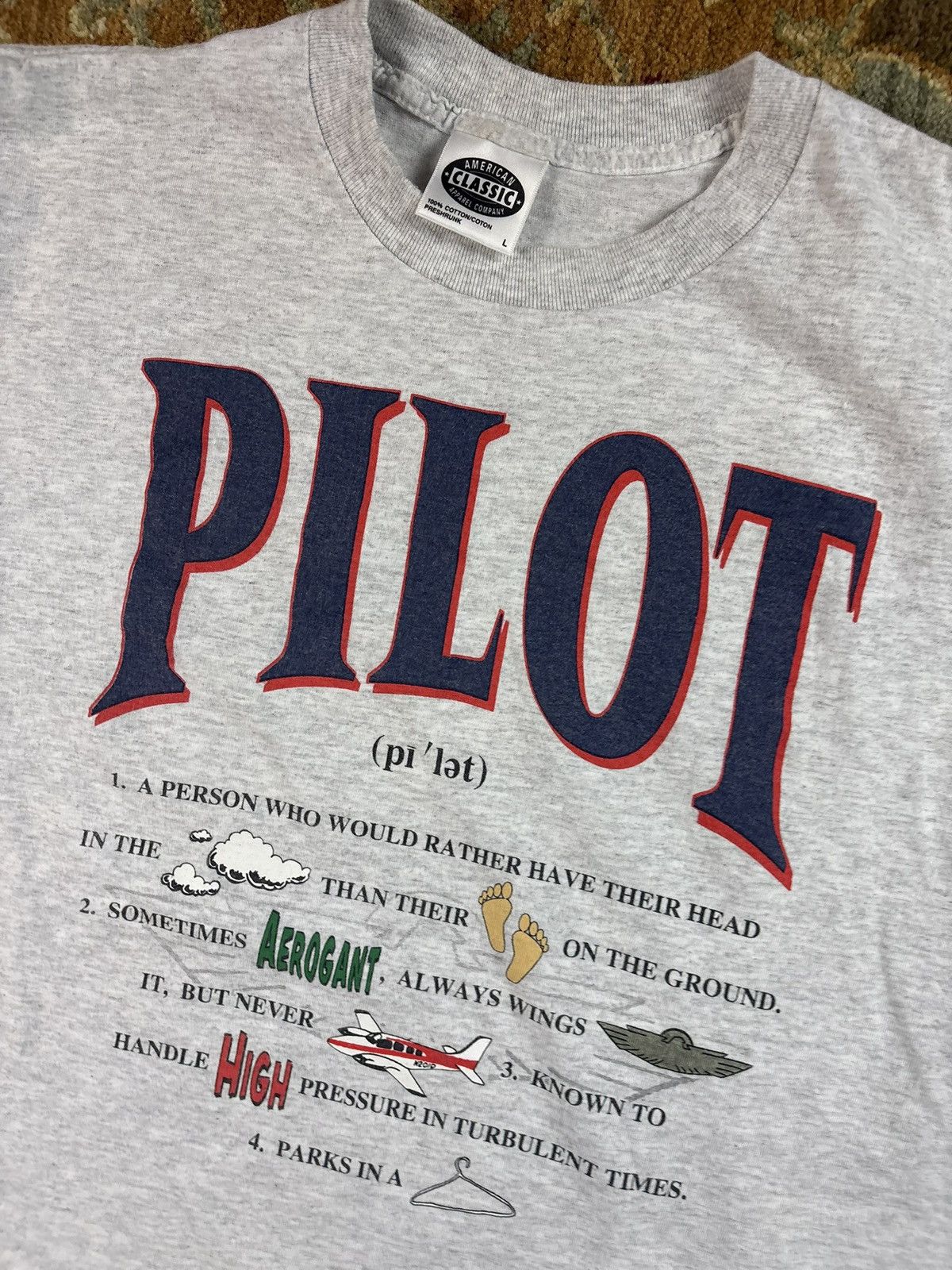 American Apparel Vintage 1990’s Pilot T-Shirt Size US L / EU 52-54 / 3 - 2 Thumbnail