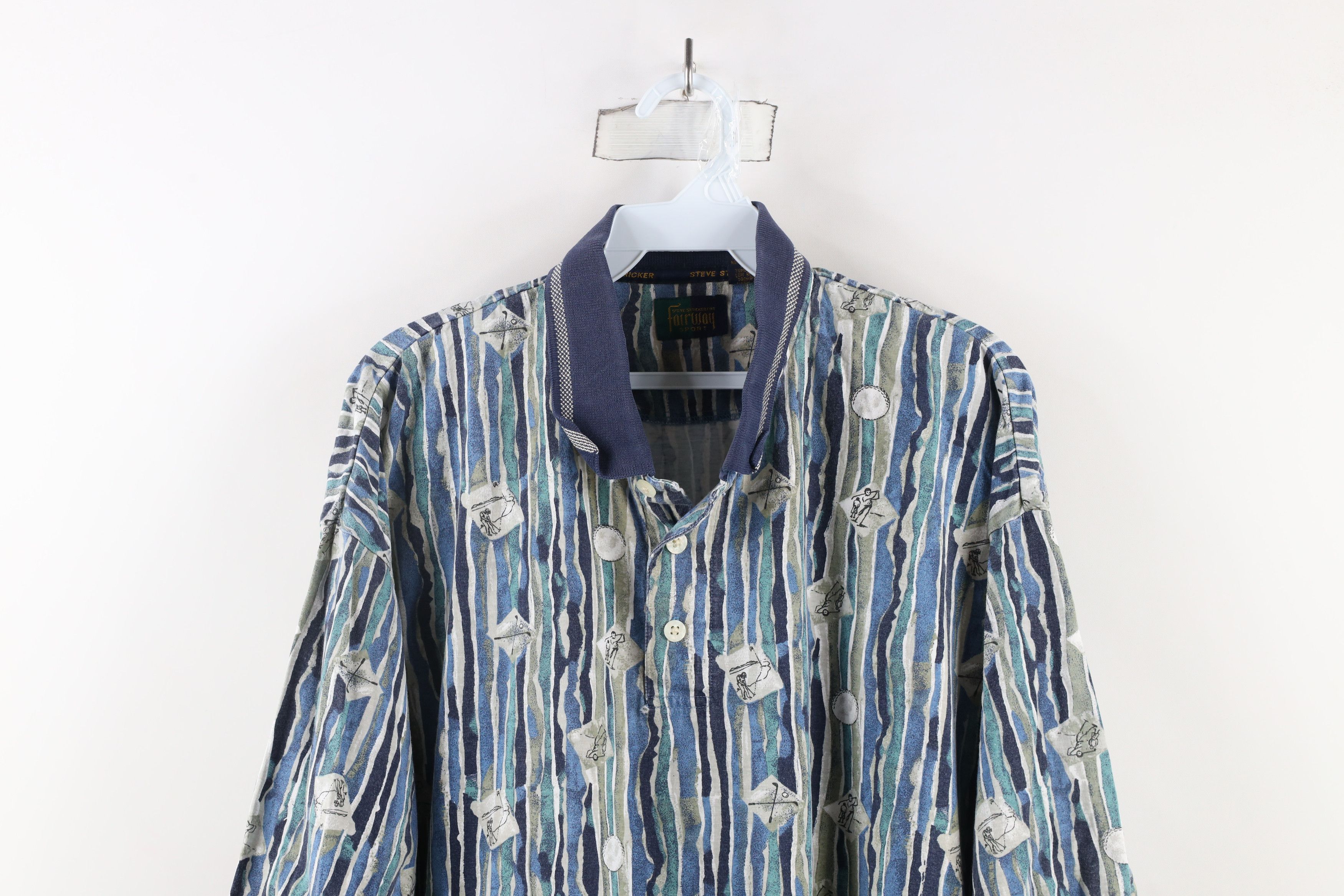 Vintage Vintage 90s Streetwear All Over Print Baggy Golf Polo Size US XL / EU 56 / 4 - 2 Thumbnail