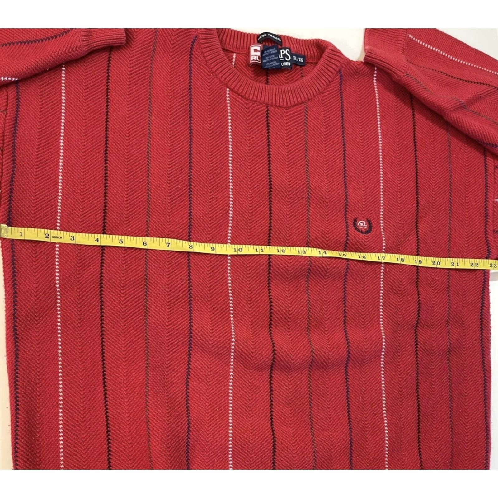 Chaps VINTAGE Chaps Ralph Lauren Sweater XL Mens Crew Neck Pullover Red Knit Cotton Logo Size US XL / EU 56 / 4 - 4 Thumbnail