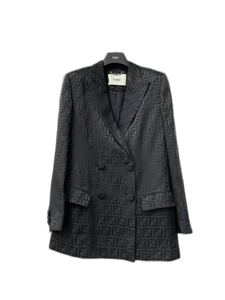Fendi Fendi Black Patterned Suit Jacket for Women-yf Size US S / EU 44-46 / 1 - 1 Thumbnail