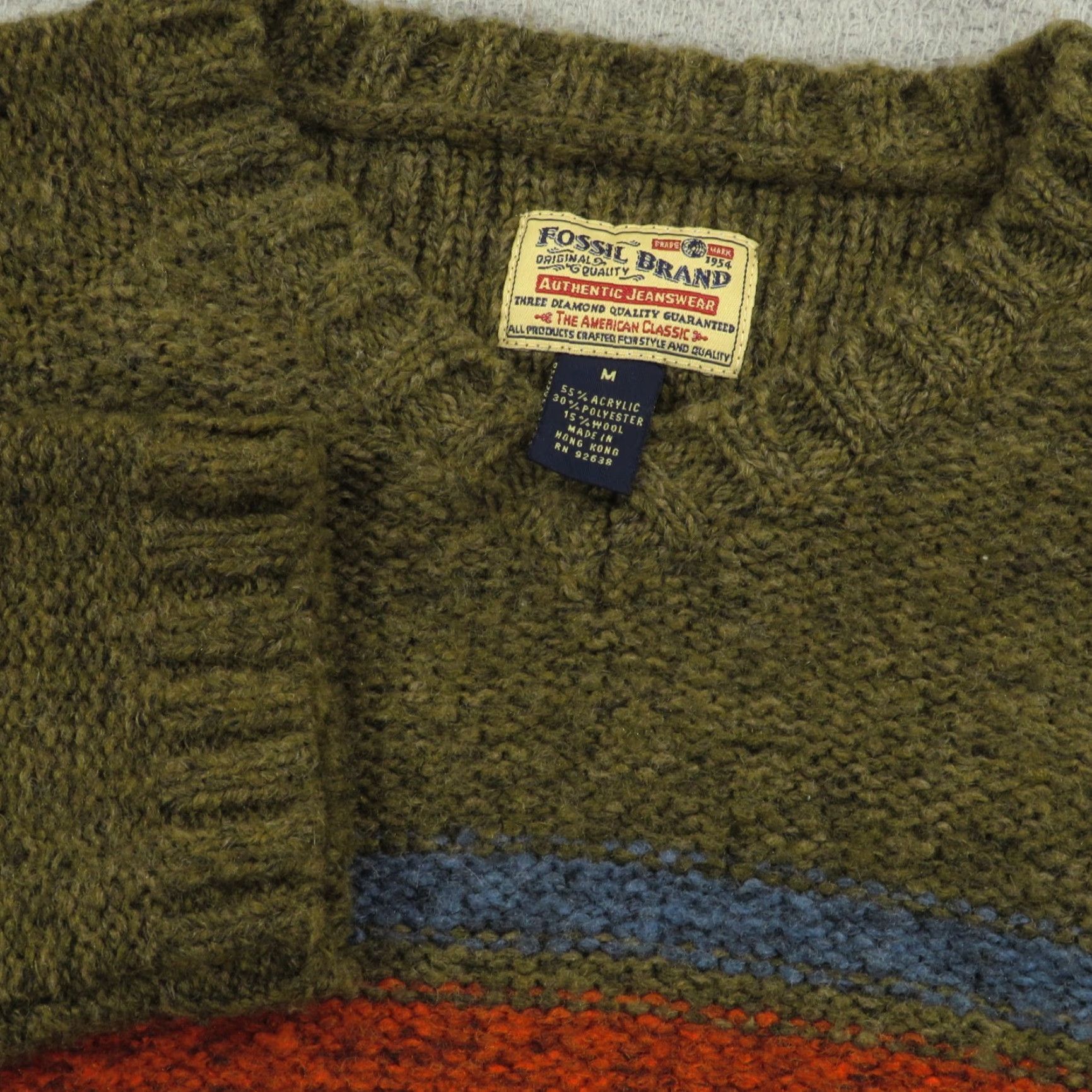 Fossil VINTAGE Fossil Sweater Mens Medium Wool Blend Chunky Knit Pullover Jumper V Neck Size US M / EU 48-50 / 2 - 2 Thumbnail
