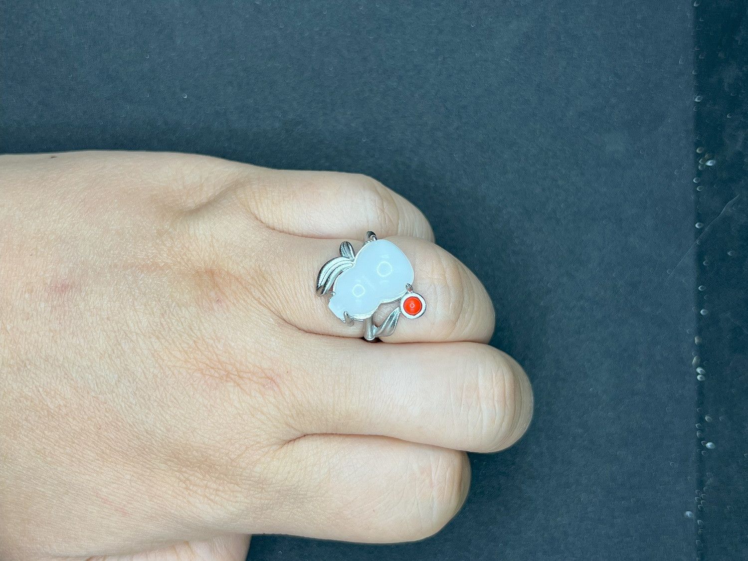 Jewelry White Gourd Jade Silver Ring - Size 7.5 Size ONE SIZE - 5 Thumbnail