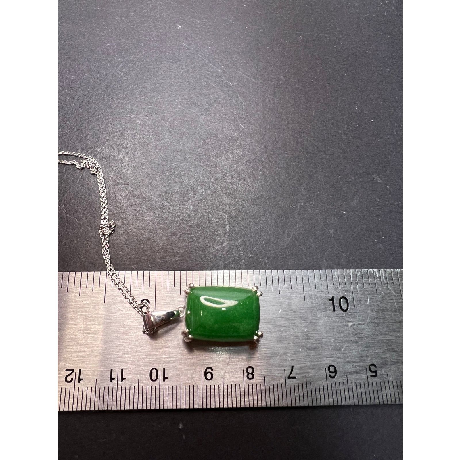 Other Jade pendant and chain necklace in platinum over sterling Size ONE SIZE - 11 Thumbnail