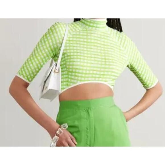 Jacquemus Jacquemus Tuba cropped gingham jersey turtleneck top Size M / US 6-8 / IT 42-44 - 5 Thumbnail