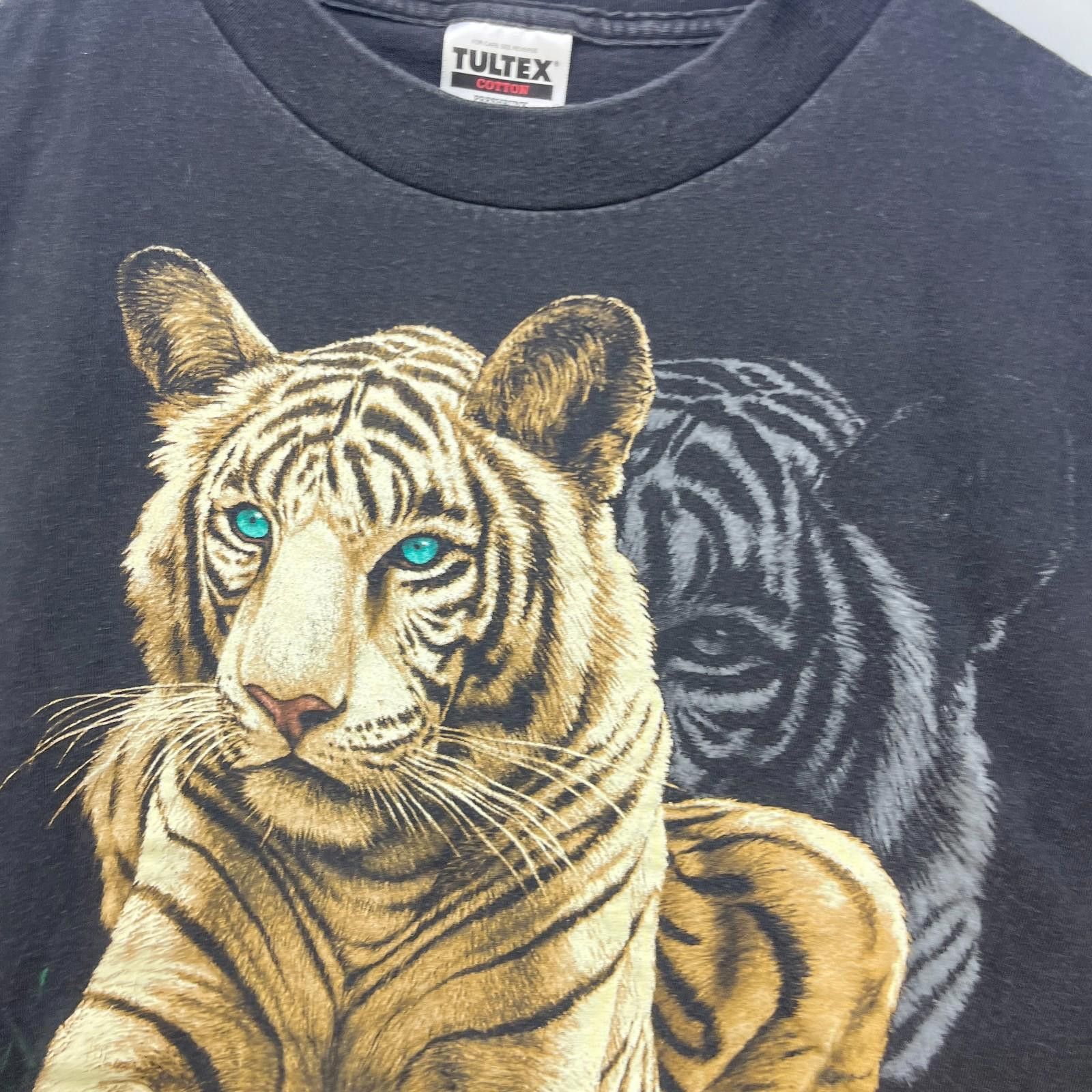 Vintage Vintage 90s Tiger Animal Nature Sun Faded T Shirt 2XL Zoo Size US XXL / EU 58 / 5 - 3 Thumbnail