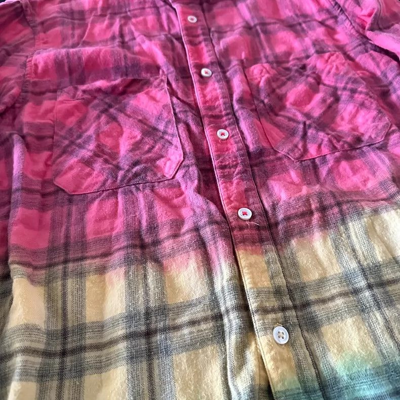 Amiri Amiri 18ss Frayed DGrad Checked Cotton-Flannel Shirt In Pin Size US M / EU 48-50 / 2 - 4 Thumbnail