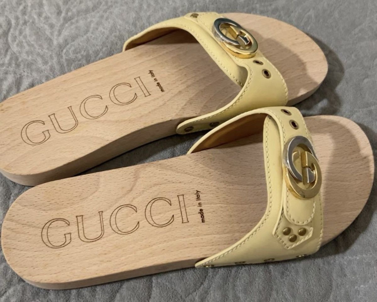 Gucci Gucci Wood-Accented Leather Slippers szie 8.5 42 Size US 8.5 / EU 41-42 - 1 Thumbnail