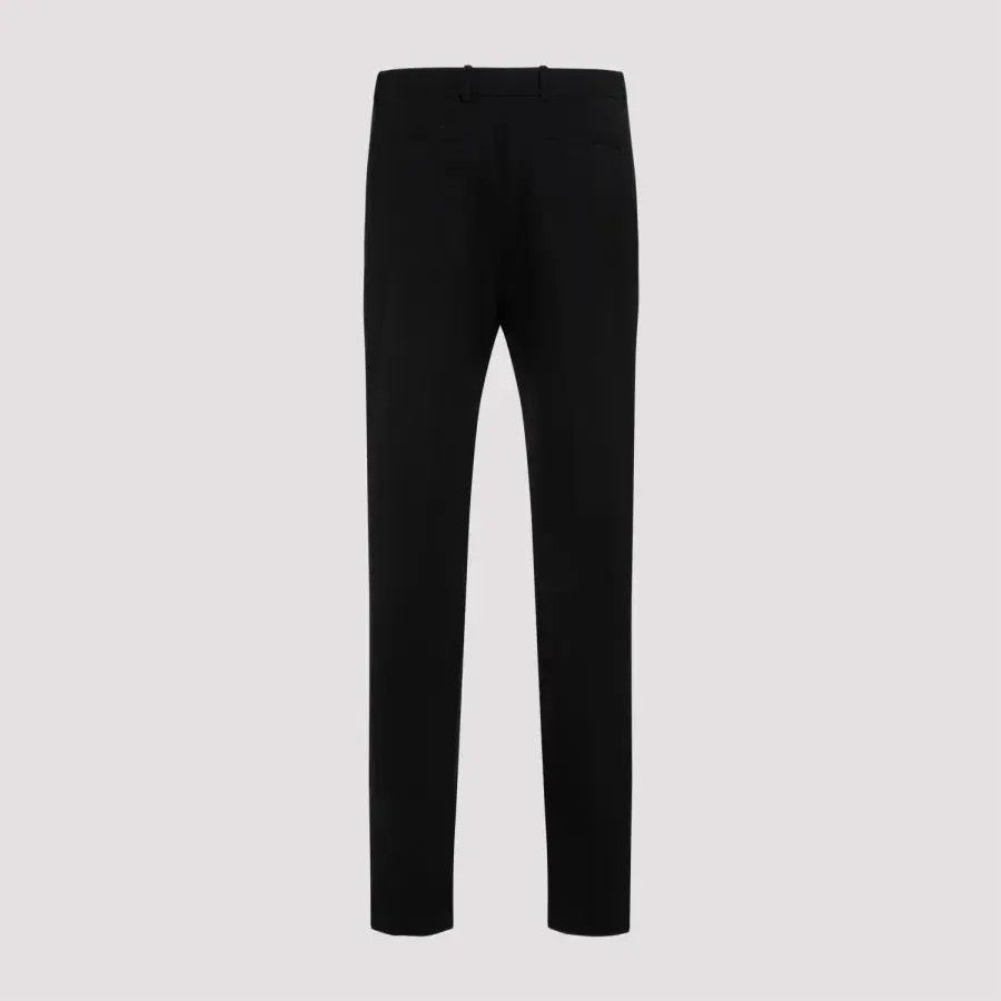 Saint Laurent Paris o1s1wg111224 High-Waisted Tuxedo Pants Grain de Poudre Black Size US 38 / EU 54 - 2 Thumbnail