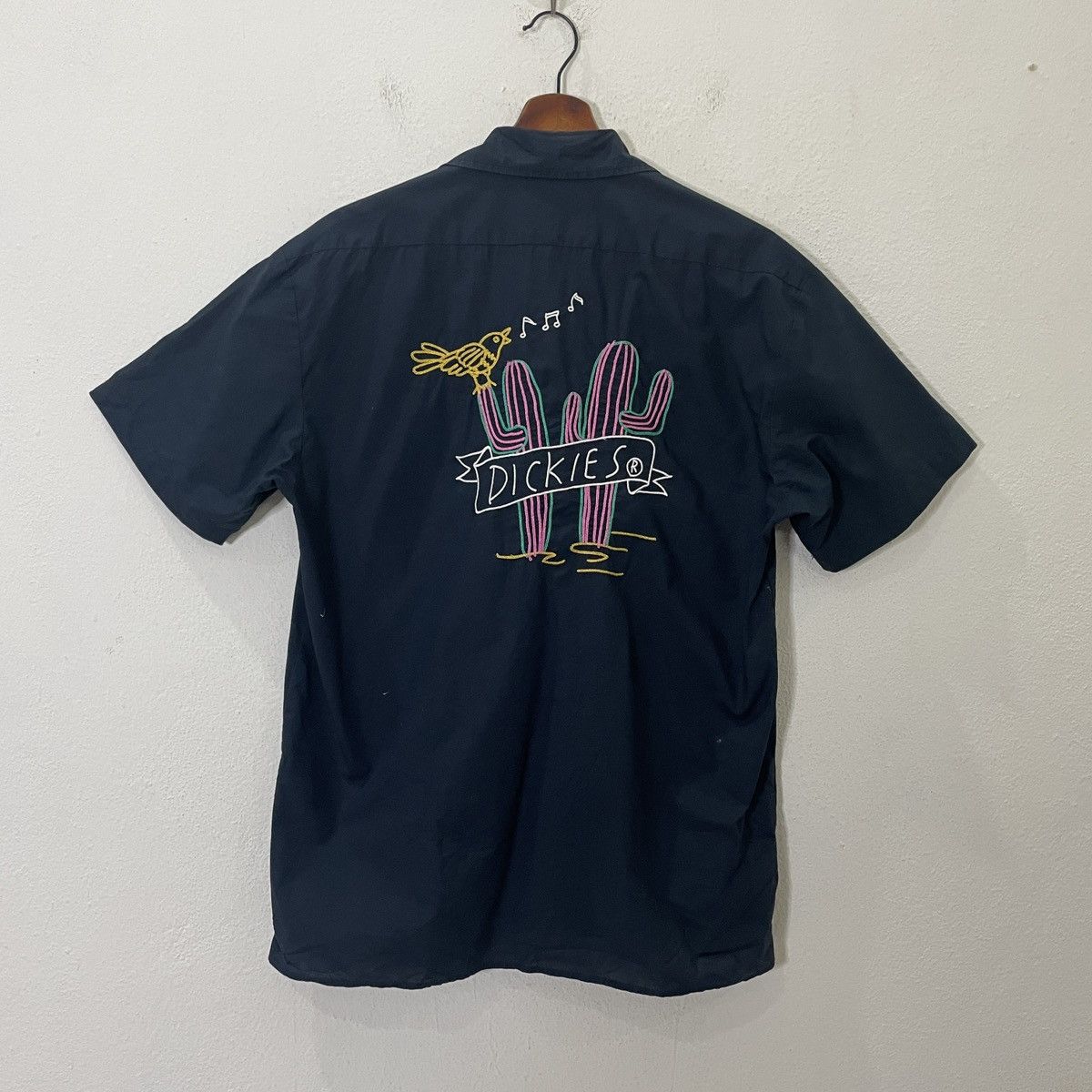 image of Vintage Dickies Embroidered Big Logo Tee in Dark Blue, Men's (Size Medium)