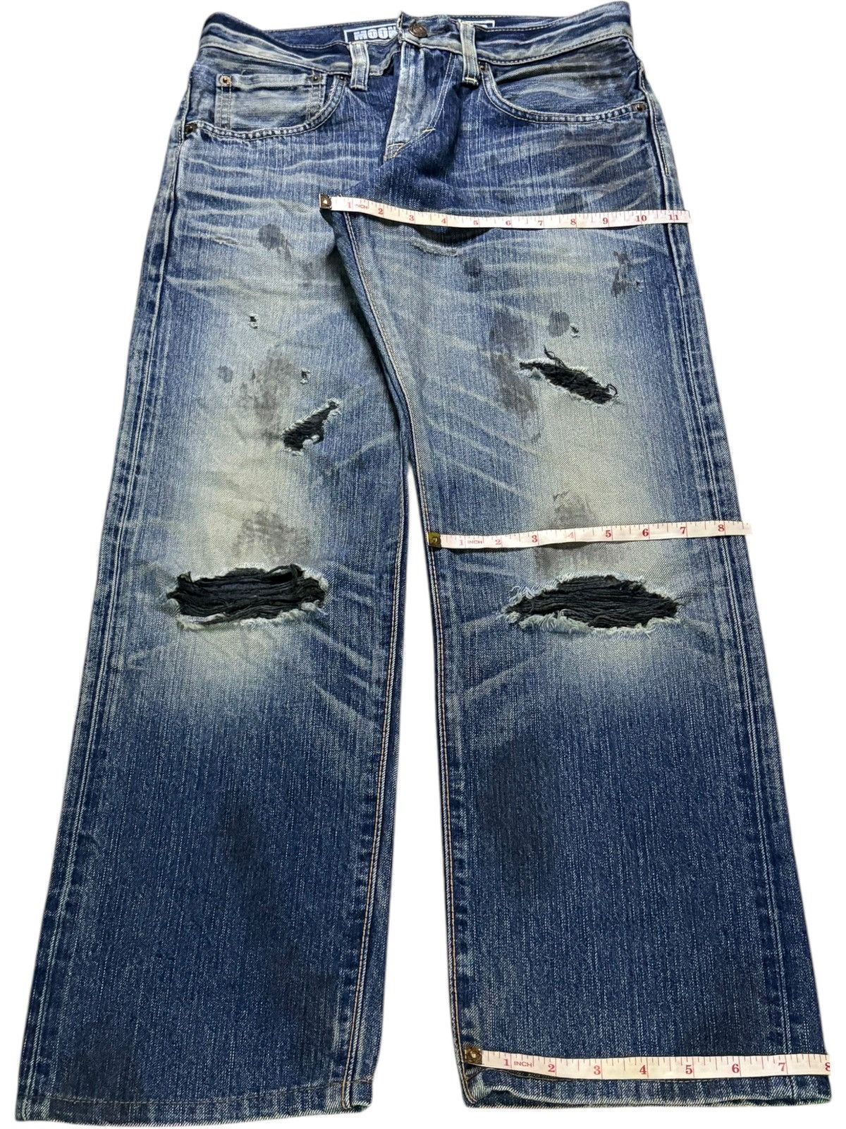 Edwin Vintage Japanese Edwin Moon Raker Mud Wash Rip Loose Jeans Size US 30 / EU 46 - 14 Thumbnail