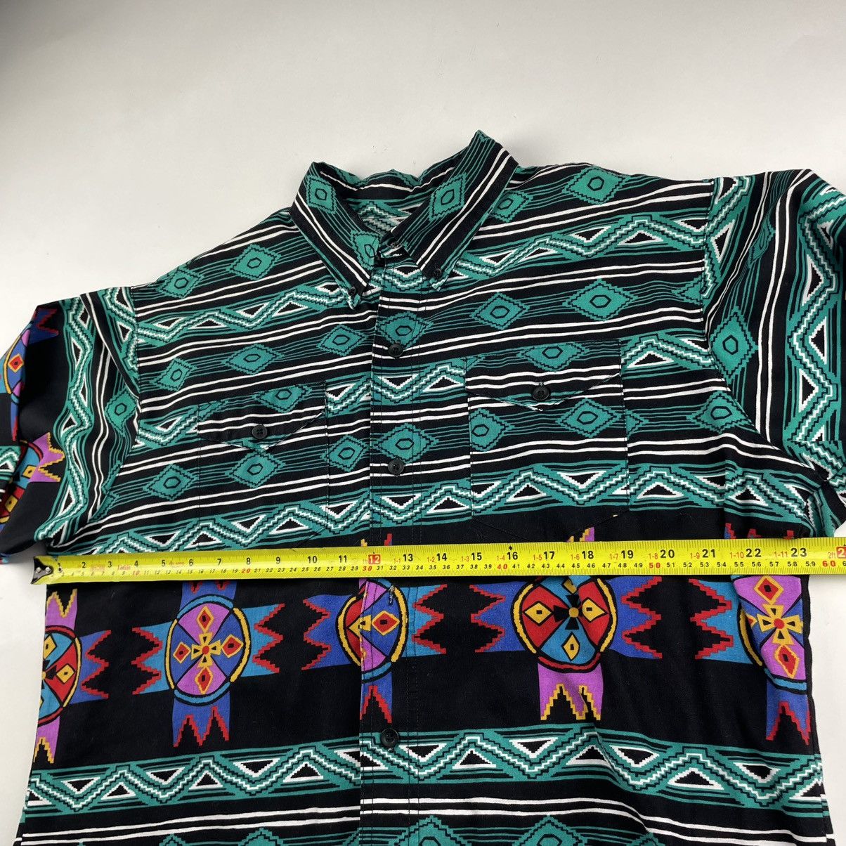 Vintage Wrangler Brushpopper Shirt XL Teal Cowboy Western Aztec 90s Size US XL / EU 56 / 4 - 8 Thumbnail