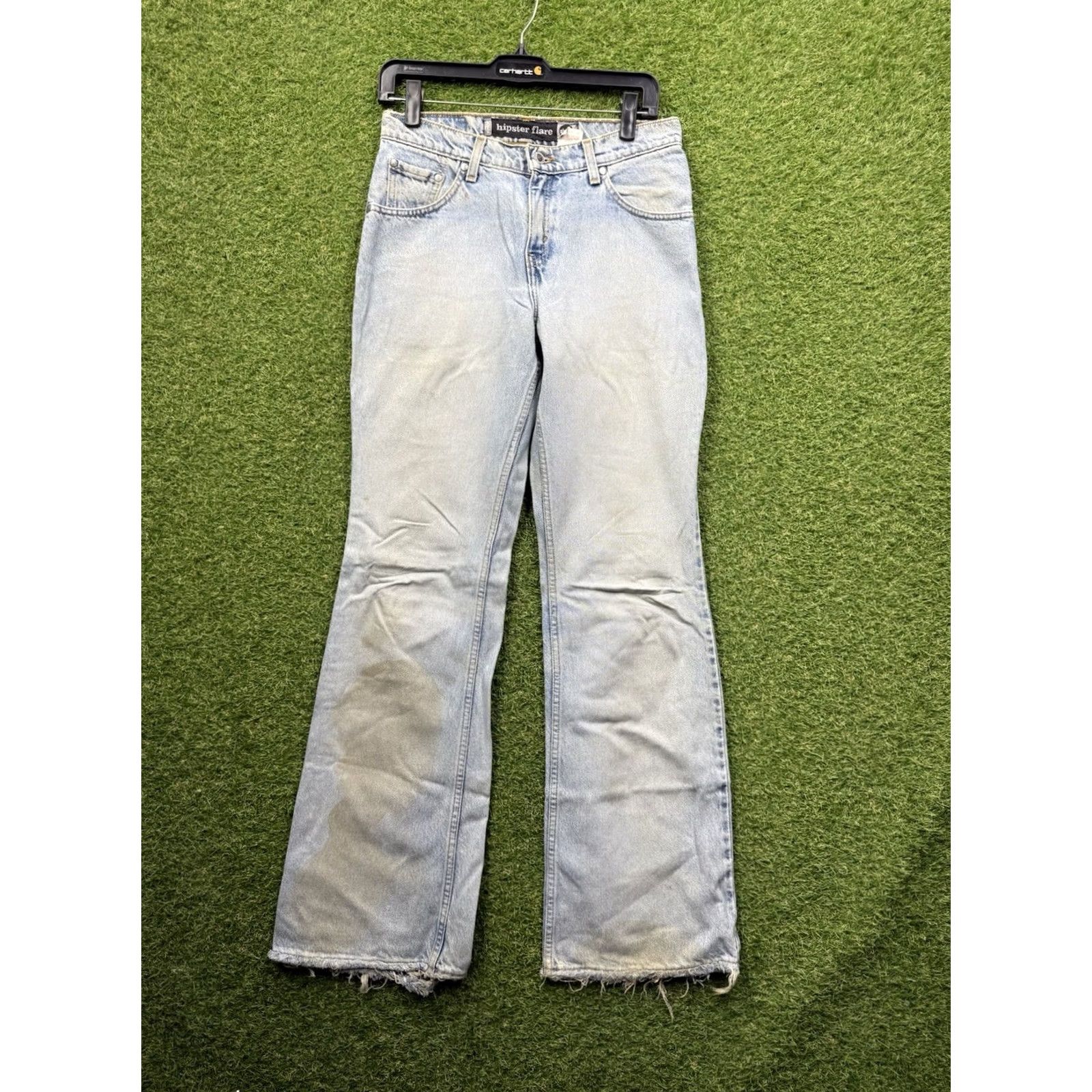 Levi's VINTAGE Levi's Silvertab Jeans Flared Light Wash Denim 28W 7 33in 90s Womens Jeans Distressed 5-Pocket Blue Size 28" / US 6 / IT 42 - 2 Thumbnail