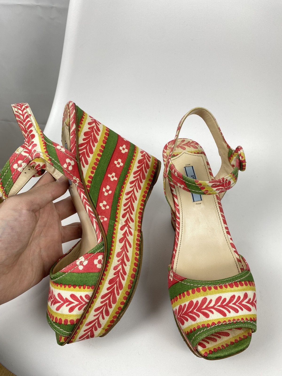 Prada Prada Platform Sandals Cloth Wedges Printed size 38 Size US 8 / IT 38 - 7 Thumbnail