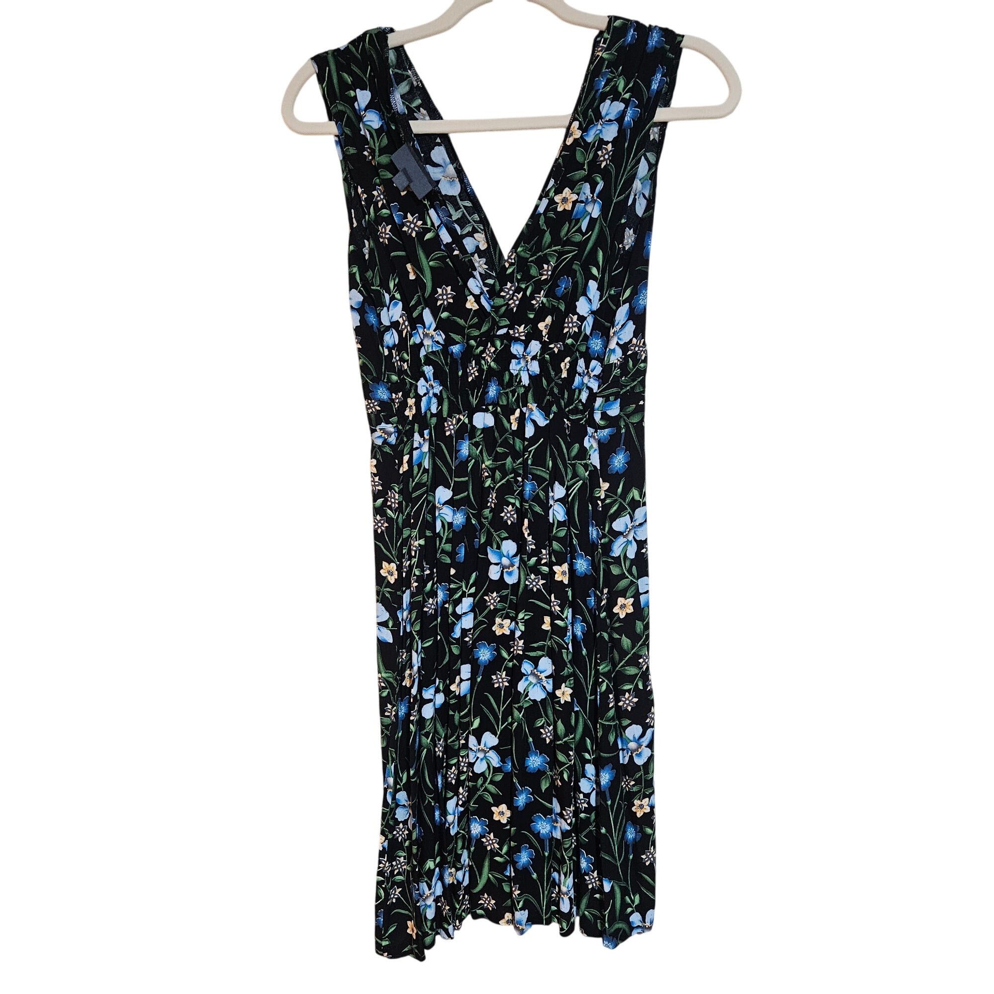 Other Modcloth Women's Floral Mini Dress Black Blue M Dark Academi Size M / US 6-8 / IT 42-44 - 3 Thumbnail
