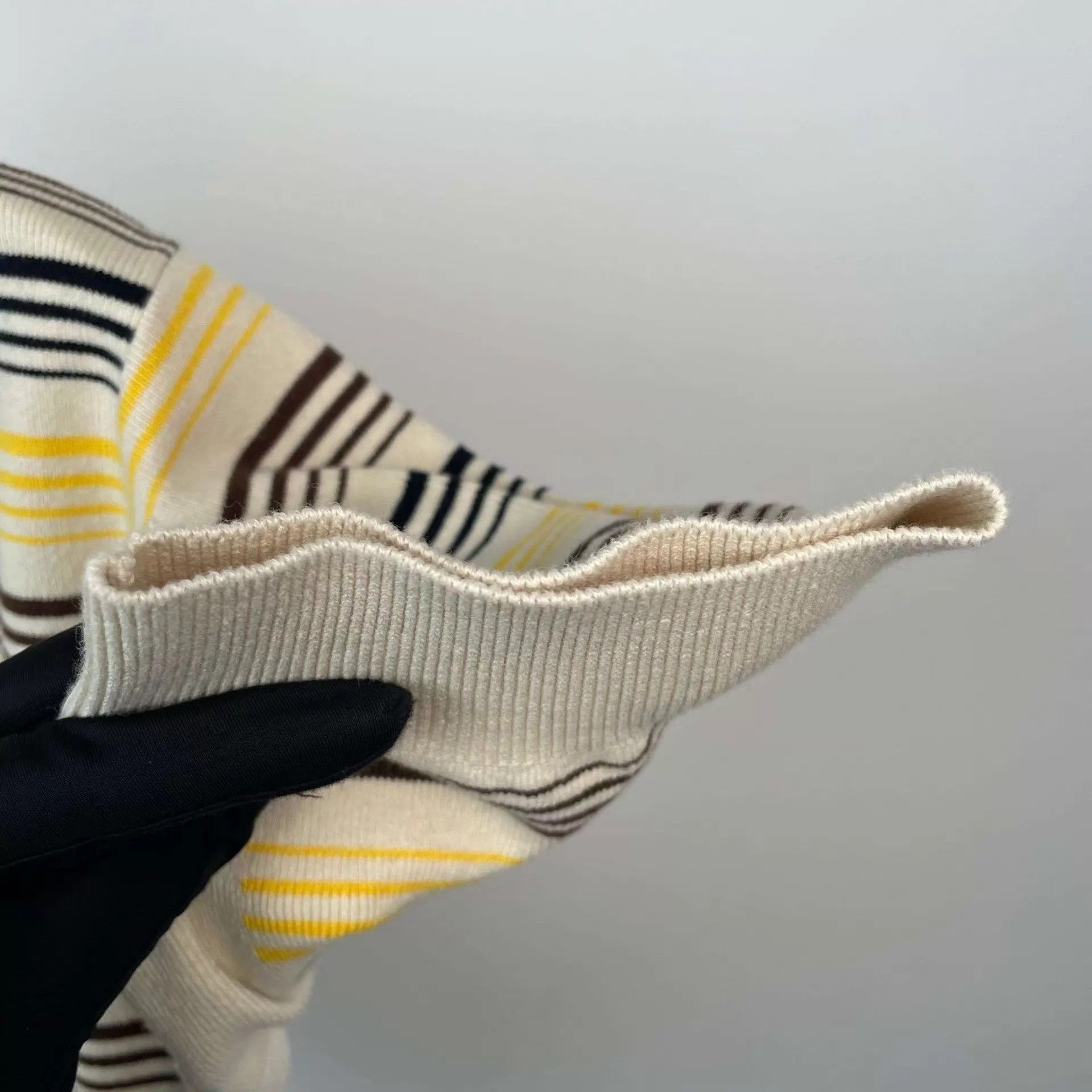 Miu Miu MIU MIU Yellow & Black Stripe Knit Tee 95 New Size XS / US 0-2 / IT 36-38 - 7 Thumbnail