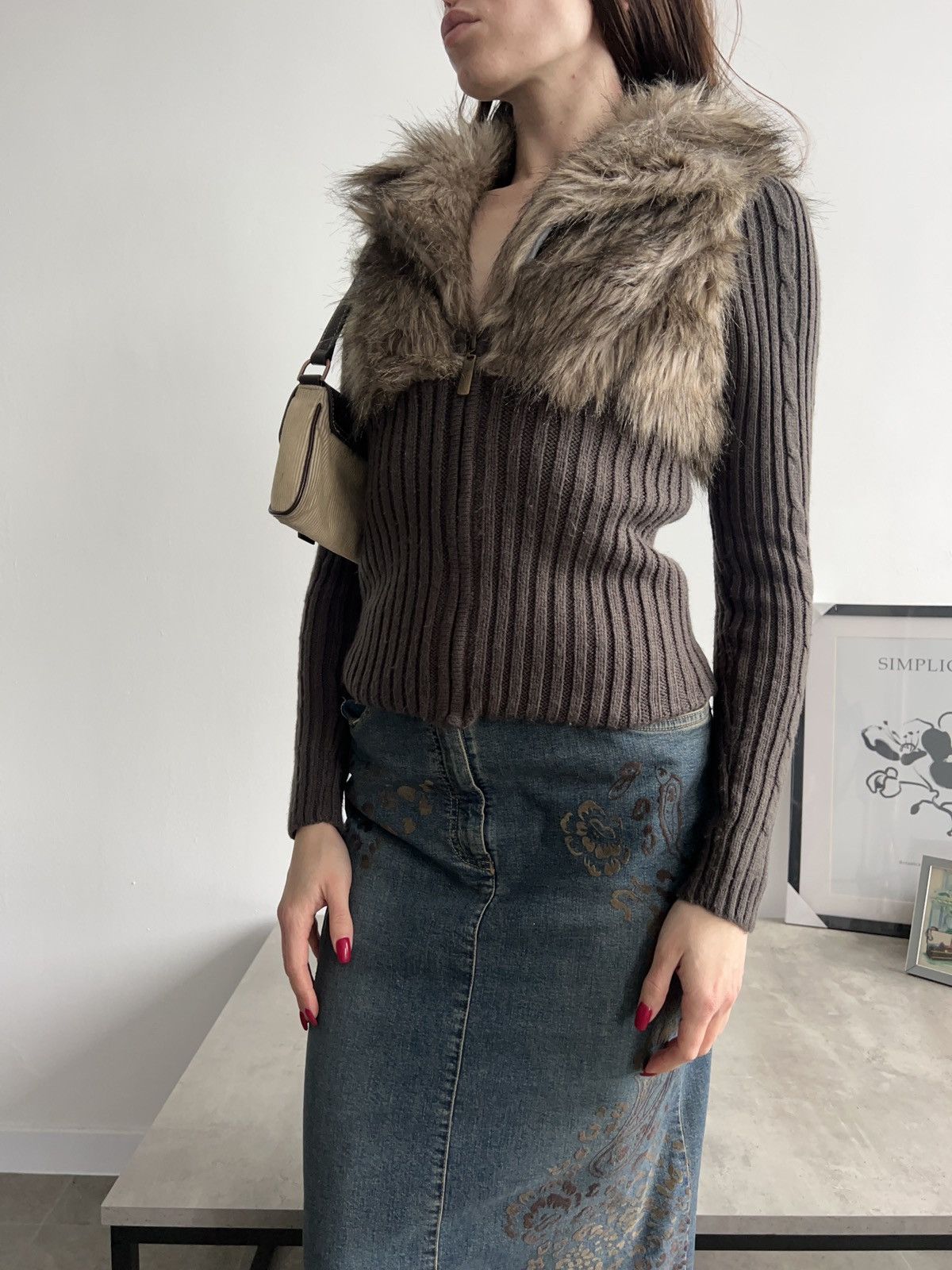Vintage Beautiful Far Faux Zip Sweater Y2K Avant Garde Size XS / US 0-2 / IT 36-38 - 1 Thumbnail