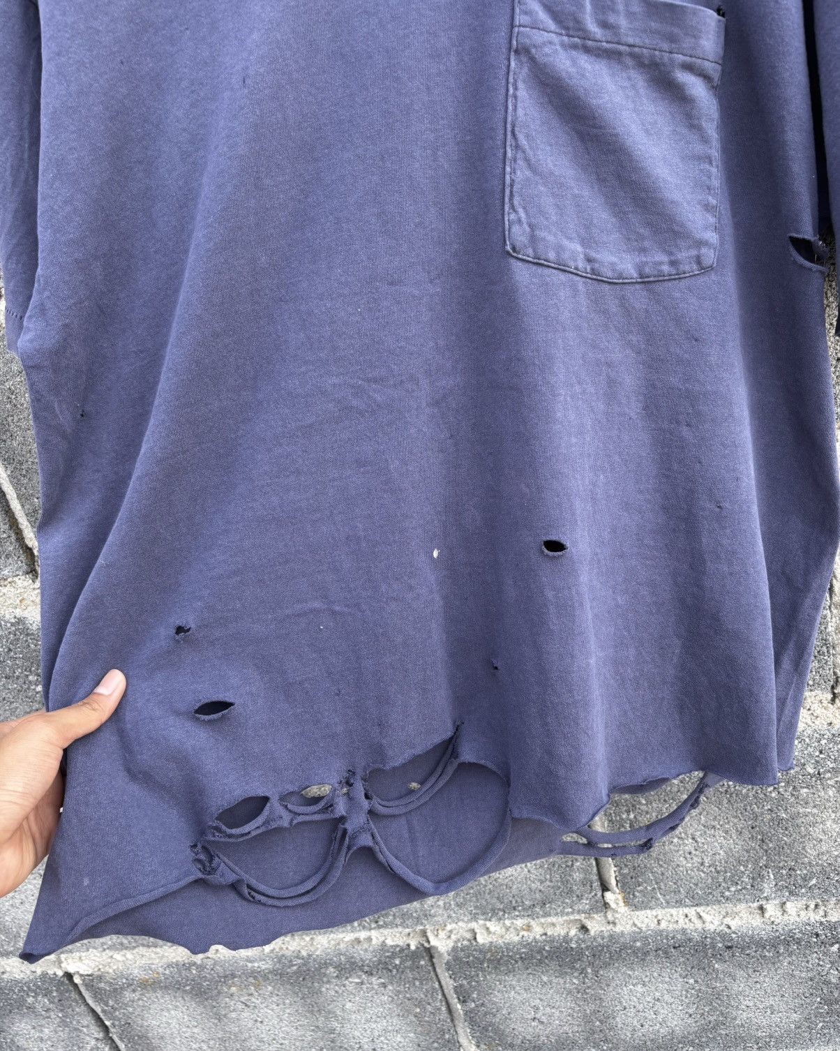 Vintage Thrashed Distressed Faded 90s T Shirt Navy ERD Grunge Size US XL / EU 56 / 4 - 11 Thumbnail