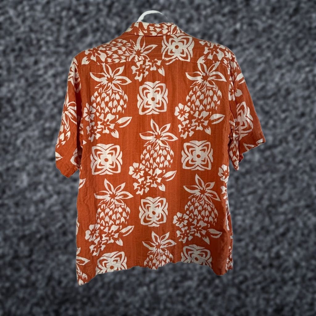 Tommy Bahama Tommy Bahama Mens Orange Hawaiian Floral Button-Up Shirt Medium Linen Blend Size US M / EU 48-50 / 2 - 1 Thumbnail