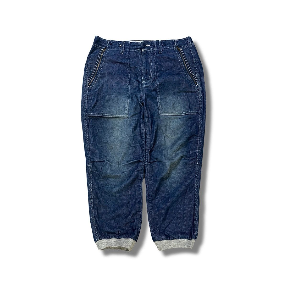 Ne-Net Nenèt Indigo Corduroy Zipper Pocket Pants Cropped Tapered Size US 30 / EU 46 - 1 Thumbnail