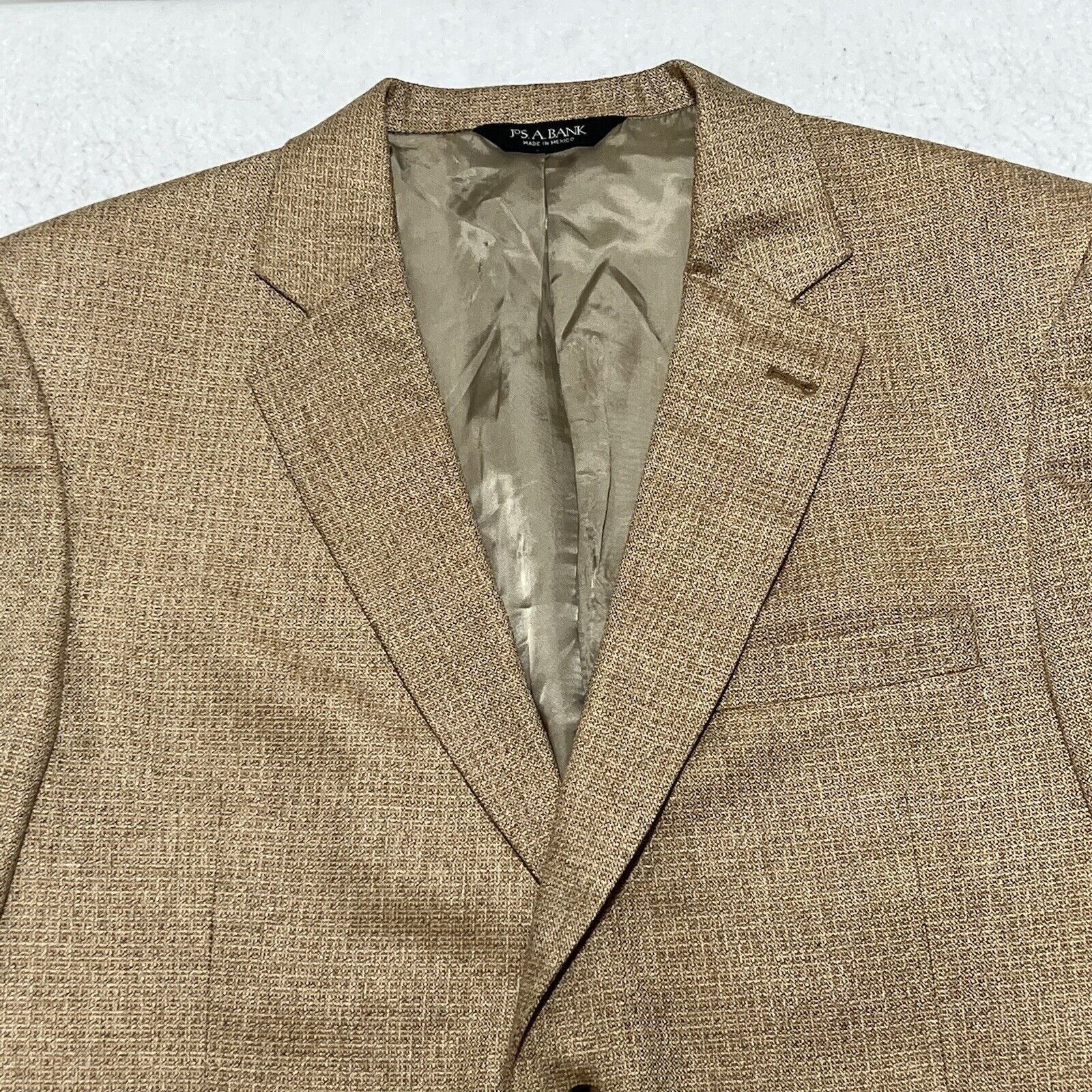 Jos. A. Bank Jos. A. Bank Silk Suit Jacket Light Tan Brown Sport Coat Size 44R - 2 Thumbnail