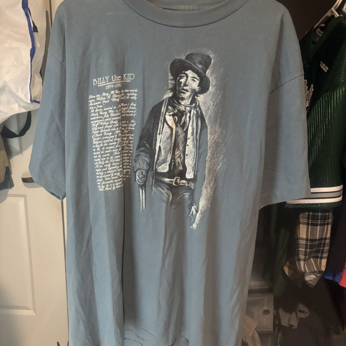 Vintage 1990s Billy The Kid New York Graphic T Shirt Single Stitch Size US XL / EU 56 / 4 - 1 Thumbnail