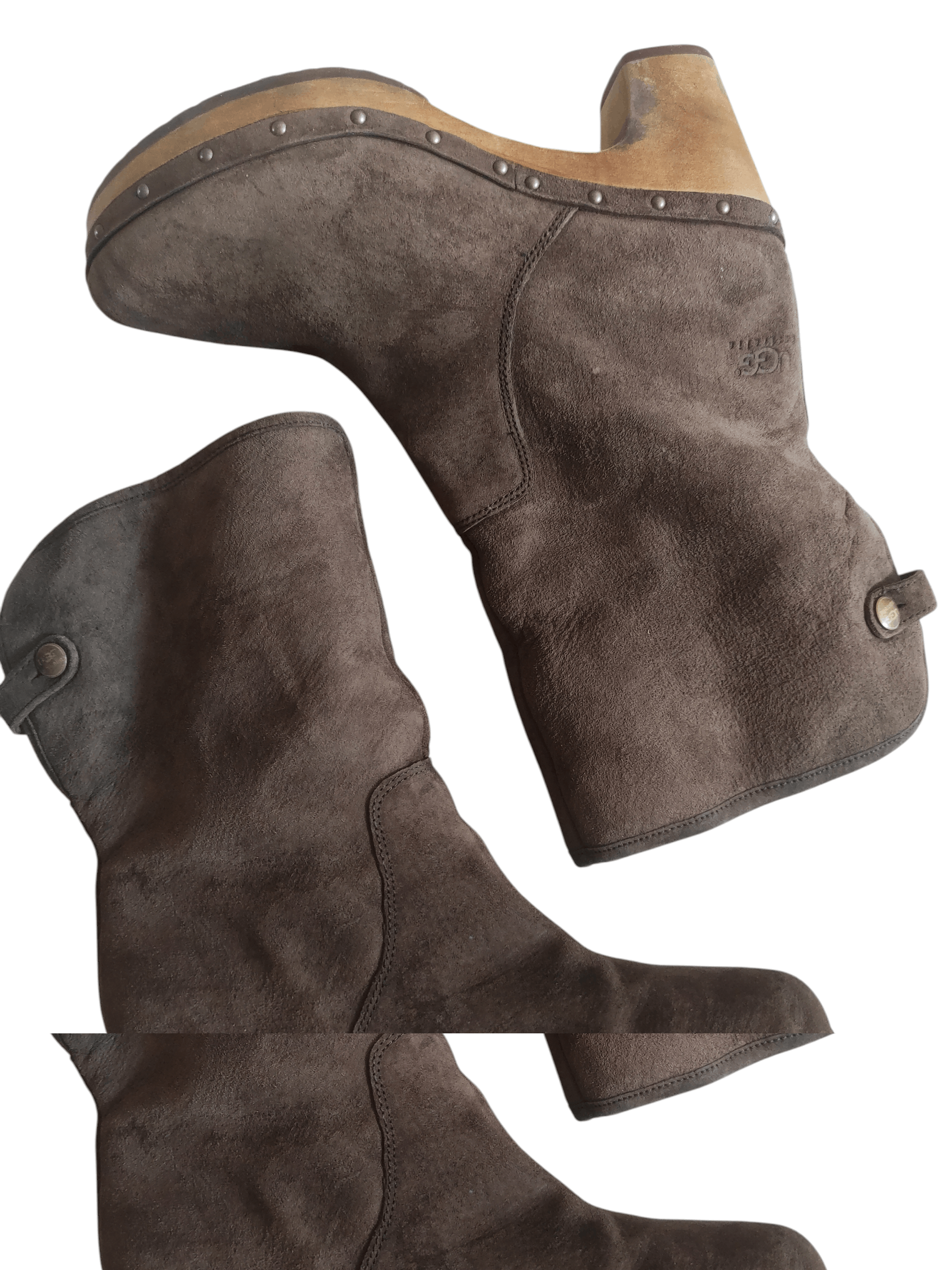 Ugg UGG Women’s Brown Suede Leather Studded Clog Booties Size US 8 / IT 38 - 4 Thumbnail