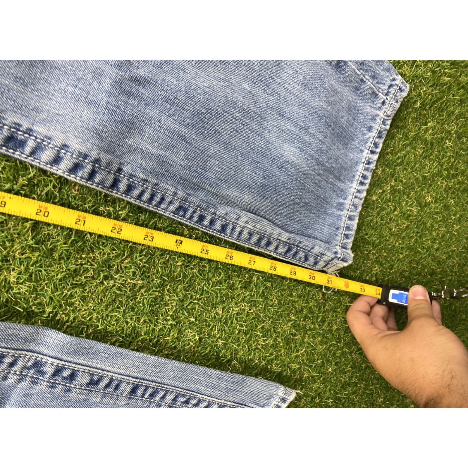 Denime Twenty X Jeans Mens 36x33 Blue Distressed Straight Leg Denim Size US 36 / EU 52 - 5 Thumbnail