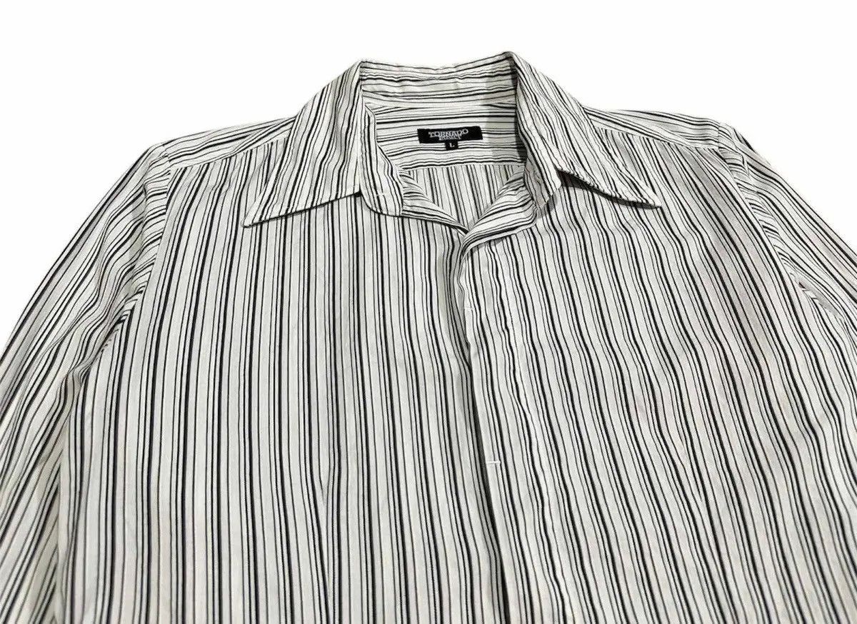Japanese Brand × Tornado Mart ♟️ Y2K Archived Tornado Mart Striped Shirt Hidden Button Size US L / EU 52-54 / 3 - 4 Thumbnail