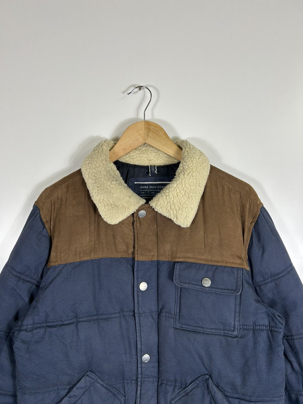 Zara 🔥Zara Man Denim Zipper Puffer Jacket Size US L / EU 52-54 / 3 - 4 Thumbnail
