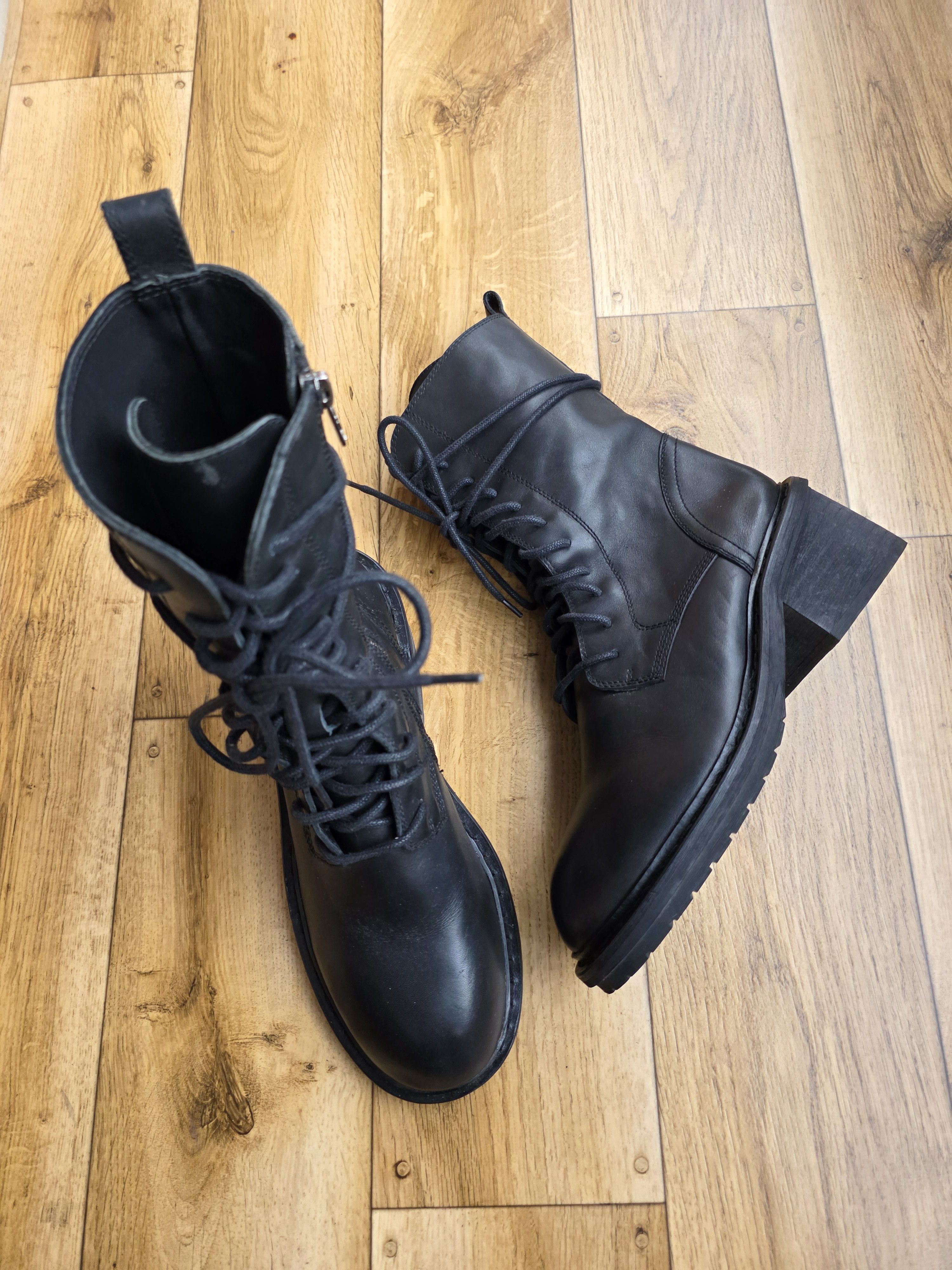 Ann Demeulemeester Ann Demeulemeester Heeled Lace up Leather Ankle Combat Boots Size US 10 / IT 40 - 5 Thumbnail