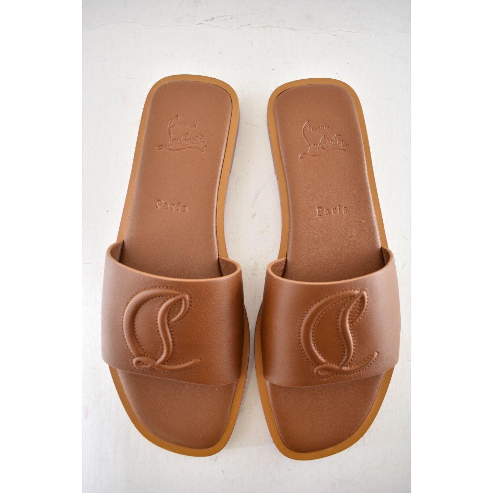 Christian Louboutin Christian Louboutin CL Mule Flat Cuoio Brown Leather Slide Size US 10 / IT 40 - 11 Thumbnail