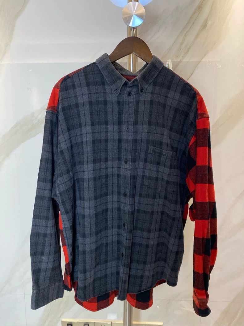 Balenciaga Balenciaga Red Black Plaid Wool Shirt - dmc Size US L / EU 52-54 / 3 - 1 Thumbnail