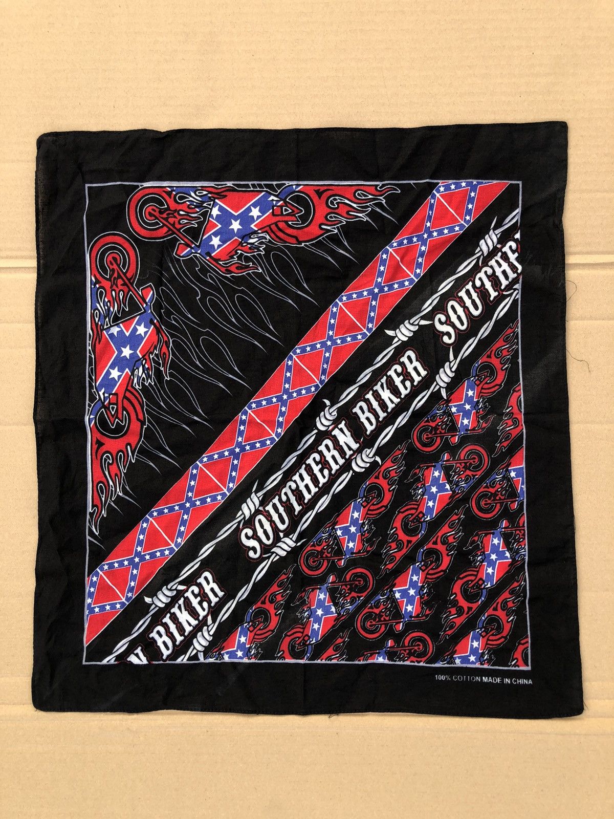Vintage Southern Biker Rebel Flag Skull Bandana / Scarve / Scarf Size ONE SIZE - 2 Thumbnail