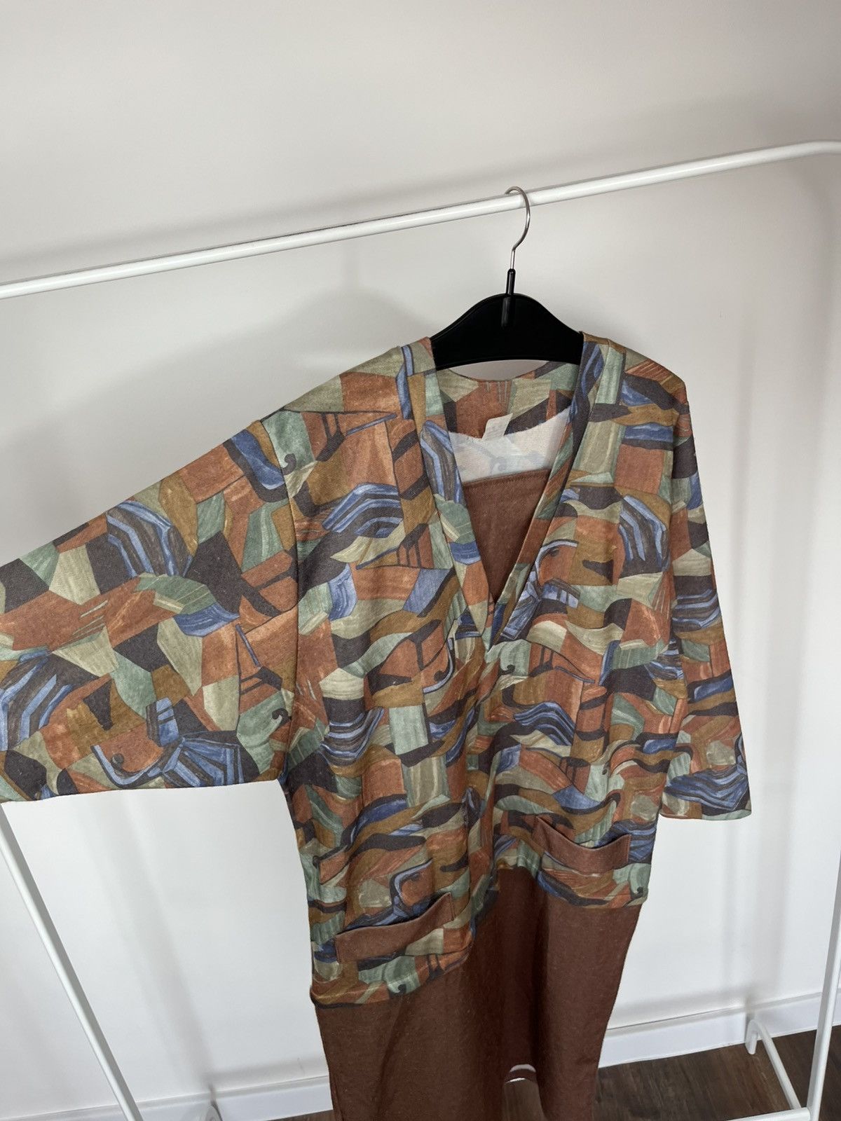 Other Vintage Abstract Dress Angora Blend Made in France Maxi 52 Size L / US 10 / IT 46 - 10 Thumbnail