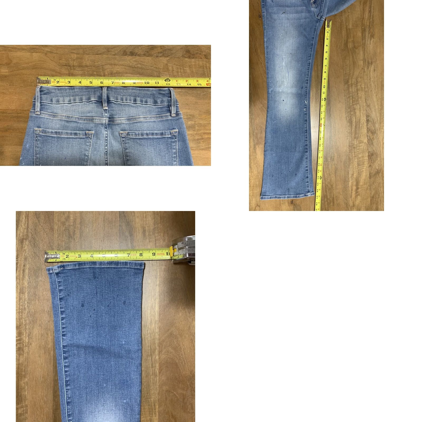 Frame FRAME Jeans Le Crop Flared Mini Boot Women 24x27 Paint Splatter Stretch Mid Rise Denim Cotton Blend Blue 27 Inseam Womens Jeans Size 42" / US 20 - 9 Thumbnail