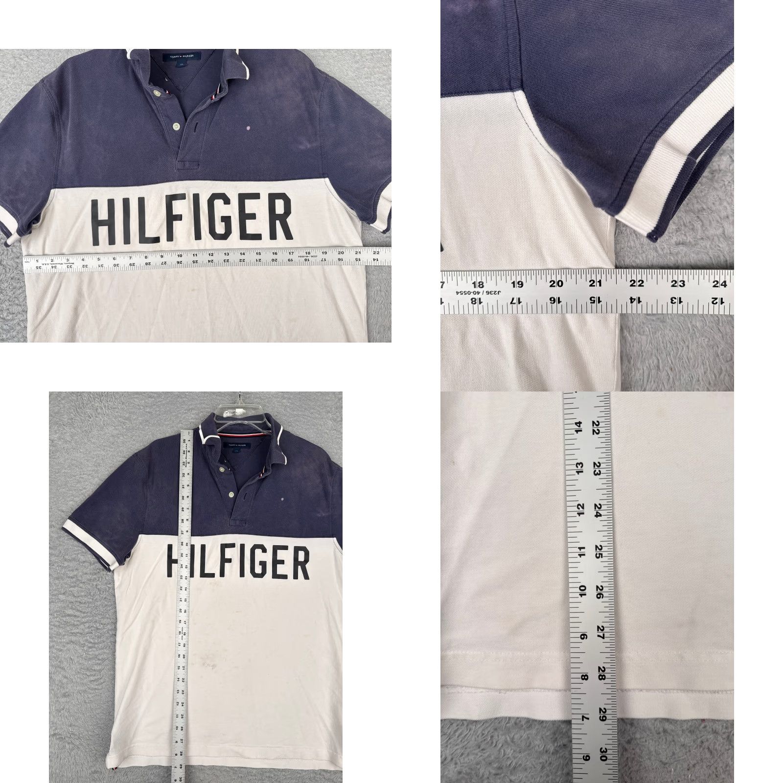 Tommy Hilfiger Tommy Hilfiger Polo Shirt Men Large Blue White Cotton Short Sleeve READ Size US L / EU 52-54 / 3 - 8 Thumbnail