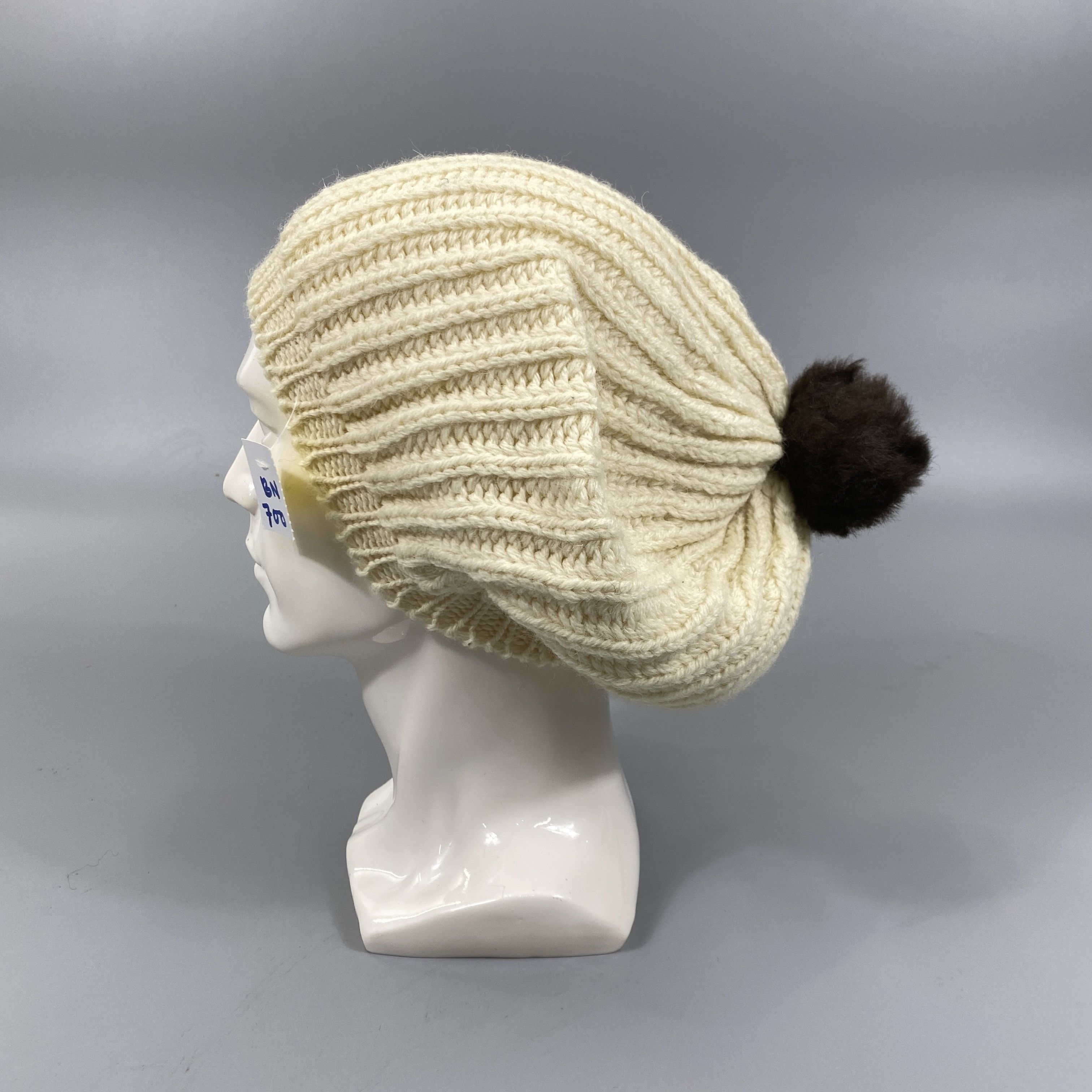 Highland Wool Natural Knit Pom Pom Beanie -BN700 Size ONE SIZE - 1 Thumbnail