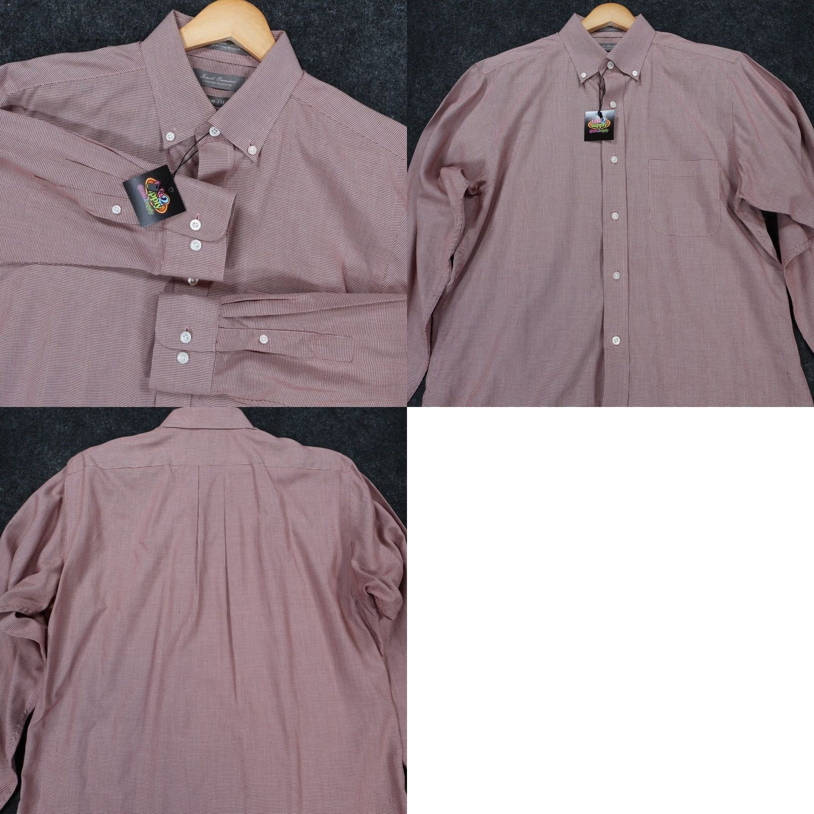 Cremieux Daniel Cremieux Mens Large Red Button Down Shirt Slim Fit Micro-Check Size US L / EU 52-54 / 3 - 8 Thumbnail