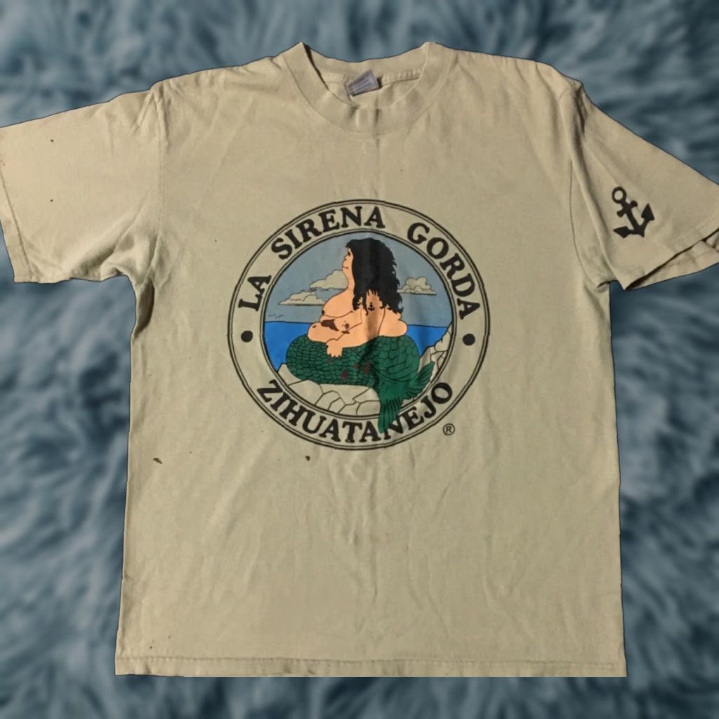 Vintage VINTAGE Yazbek The Fat Mermaid Mexico Shirt L Beige Short Sleeve Mermaid Humor 90s Grunge Beach Funny Joke T-Shirt Mens Size US L / EU 52-54 / 3 - 1 Thumbnail