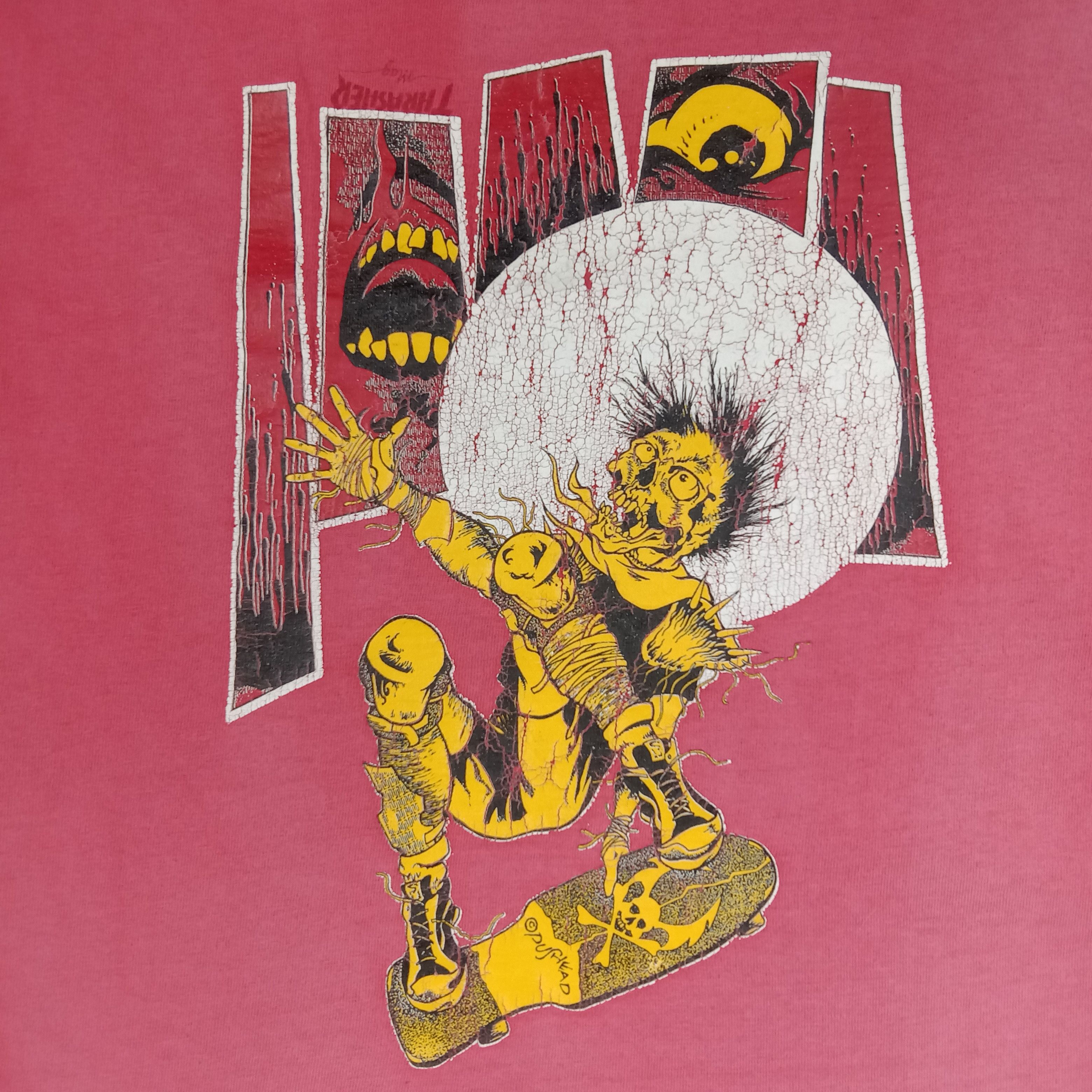 Thrasher × Vintage Pushead Thrasher Skateboard Style Faded Tshirt Size US L / EU 52-54 / 3 - 2 Thumbnail