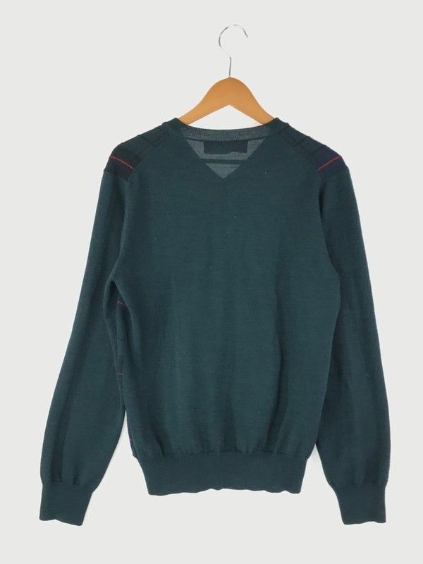 Comme des Garcons Homme Sweater V Neck Check Switch Wool Green Size US M / EU 48-50 / 2 - 2 Thumbnail