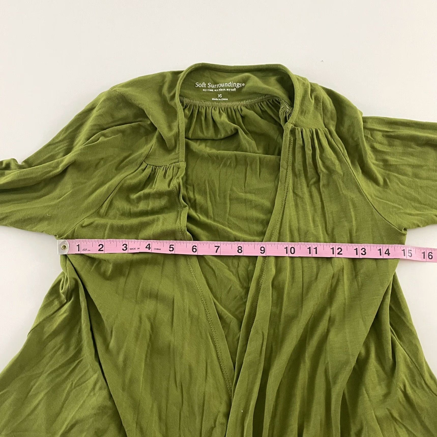 Soft Surroundings Soft Surroundings Open Front Flowy Cardigan Top Women's XS Green Blouse Open Womens Cardigan Top Green XS Regular Size L / US 10 / IT 46 - 3 Thumbnail