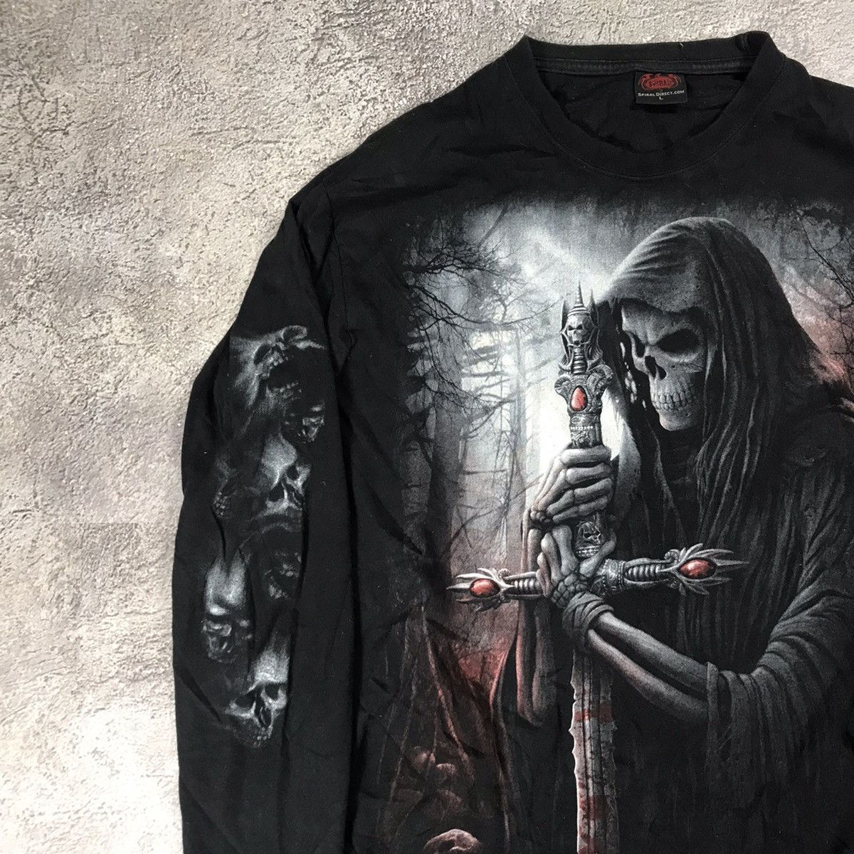 Vintage Vintage Y2K Grim Reaper Graphic Tee Dark Horror Grunge L Size US L / EU 52-54 / 3 - 4 Thumbnail