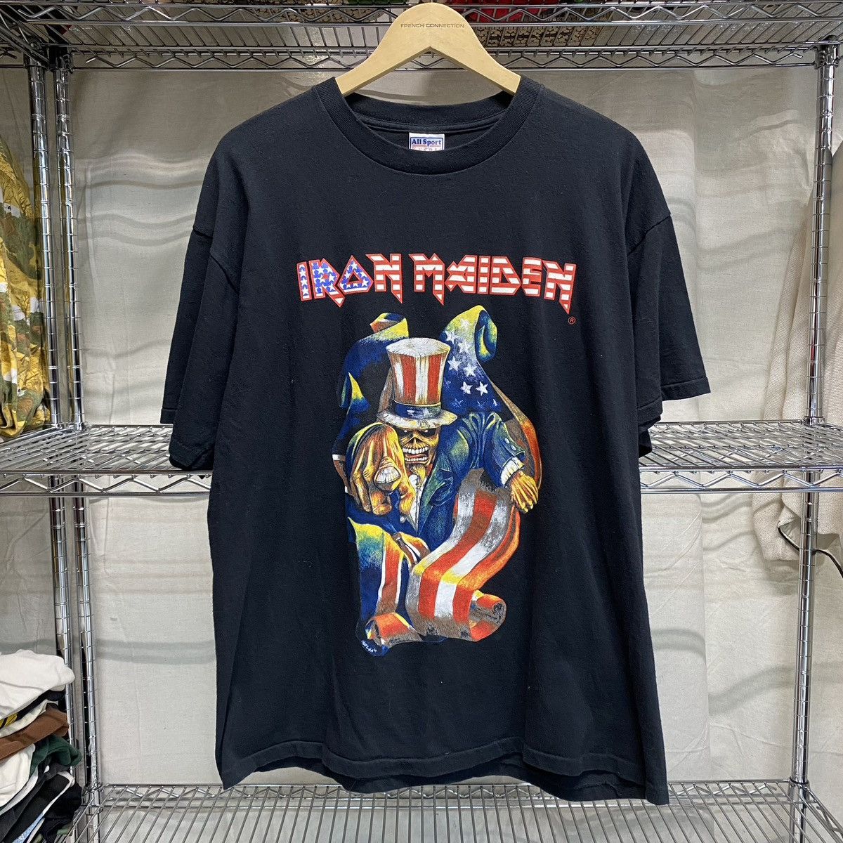 image of Band Tees x Iron Maiden Vintage 1990S Iron Maiden Uncle Sam Band Tee in Black, Men's (Size XL)