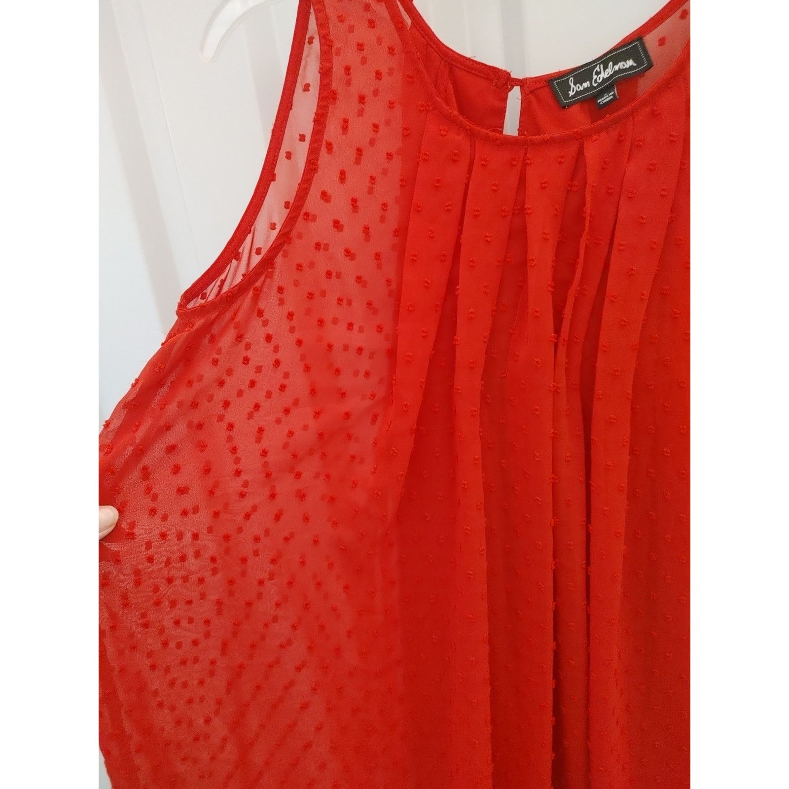 Other Sam Edelman Babydoll Dress Sleeveless Lace Small Red Size S / US 4 / IT 40 - 2 Thumbnail