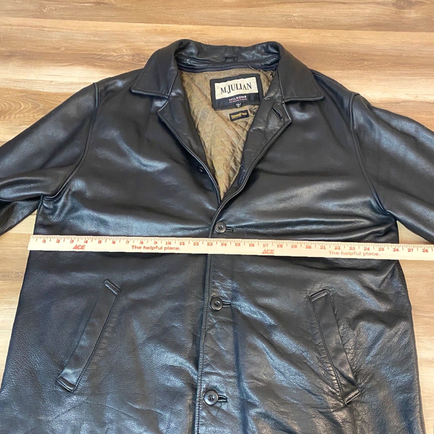 Vintage Wilsons Leather Jacket Mens XL Black Mid Length Zip Quilted Lining Heavyweight Size US XL / EU 56 / 4 - 7 Thumbnail
