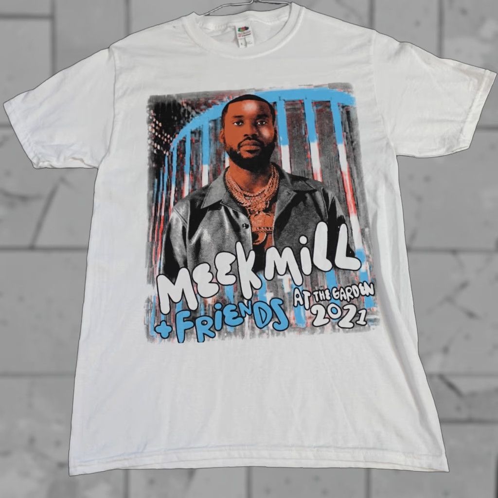 Vintage Meek Mill T-shirt Small White 2021 Tour Concert Double Sided lil Uzi Mens S White Graphic Print Crew Neck Short Sleeve T-Shirt Size US S / EU 44-46 / 1 - 1 Thumbnail