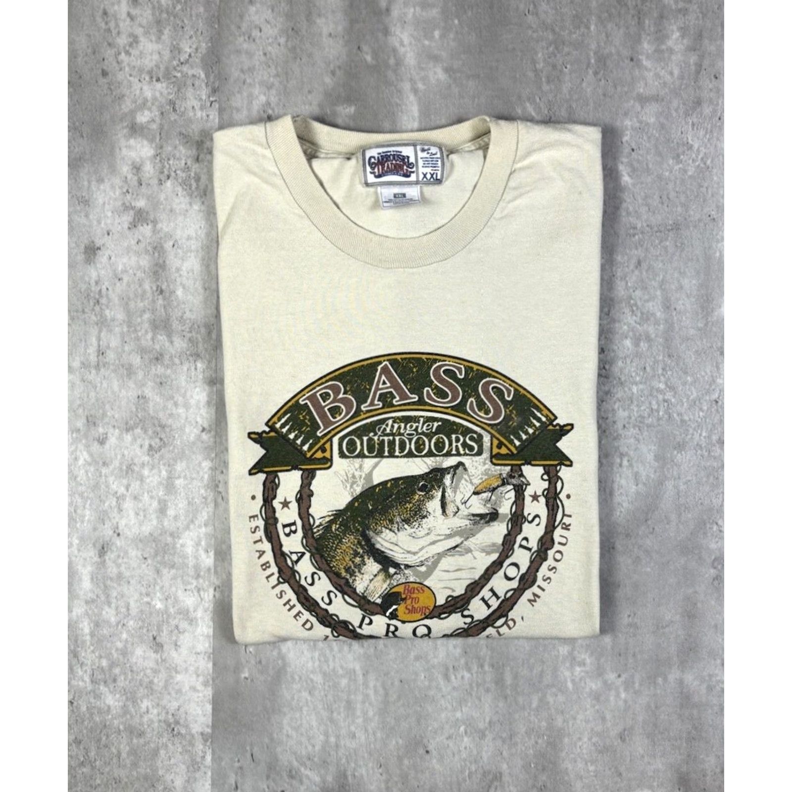 Vintage VINTAGE Bass 2XL T-Shirt Crew Neck Short Sleeve Graphic White 90s Fish Outdoor Mens Size US XXL / EU 58 / 5 - 2 Thumbnail